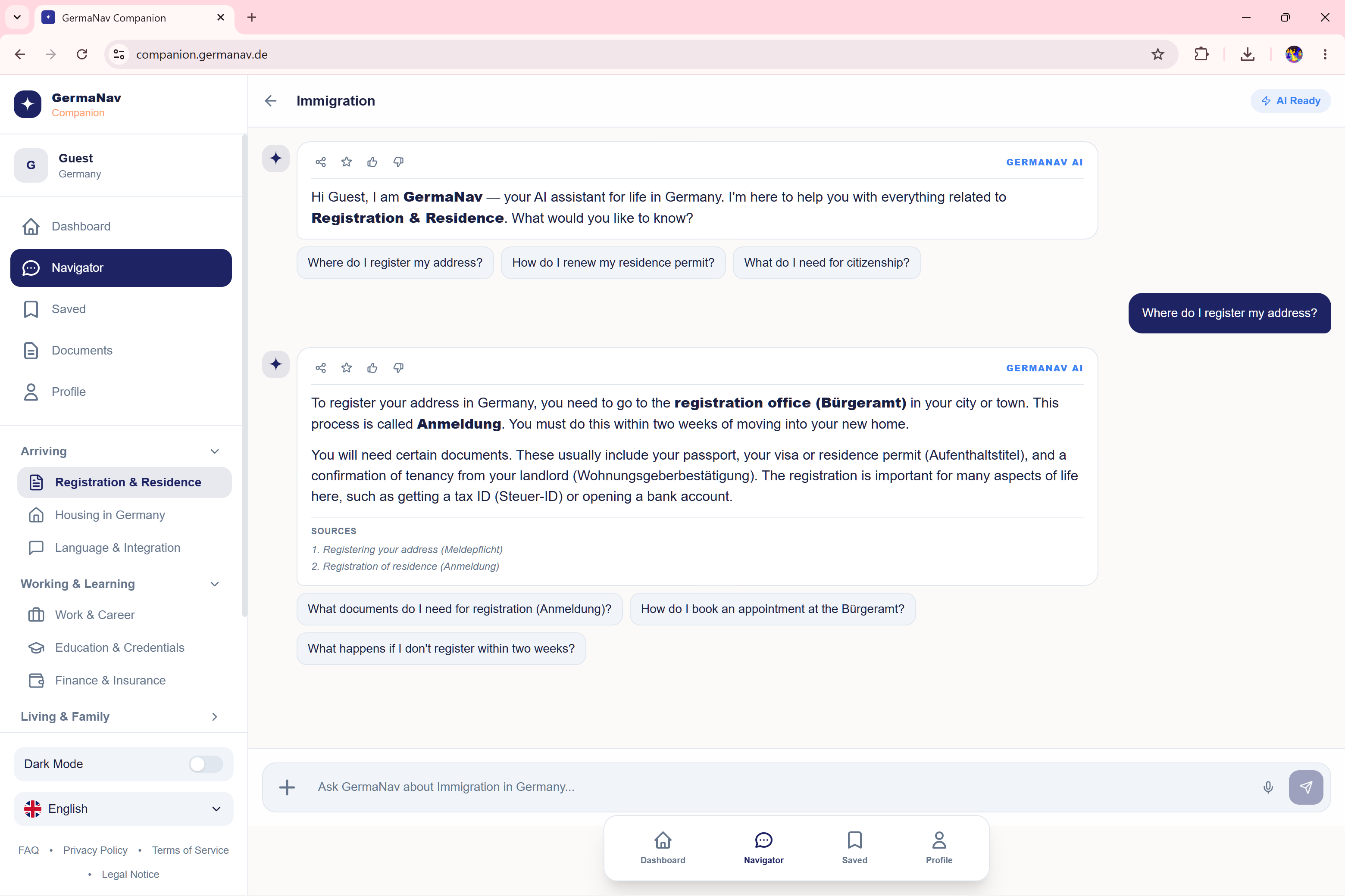 GermaNav Companion - Mehrsprachiger KI-Assistent für Neuzugewanderte